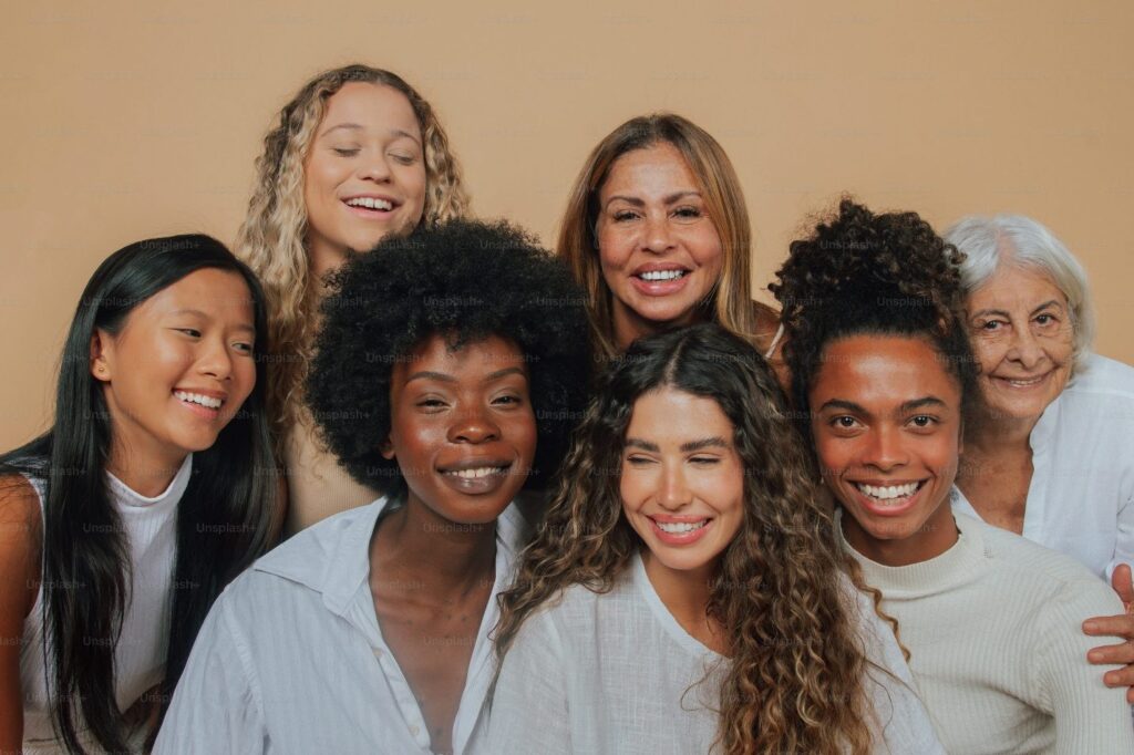Smiling women of different ages and backgrounds